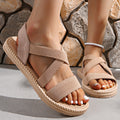 Beige Espadrille Cross Strap Sandals product view 1 - Puuky