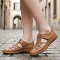 Brown Closed Toe Cutout Leather Sandals product view 1 - Puuky