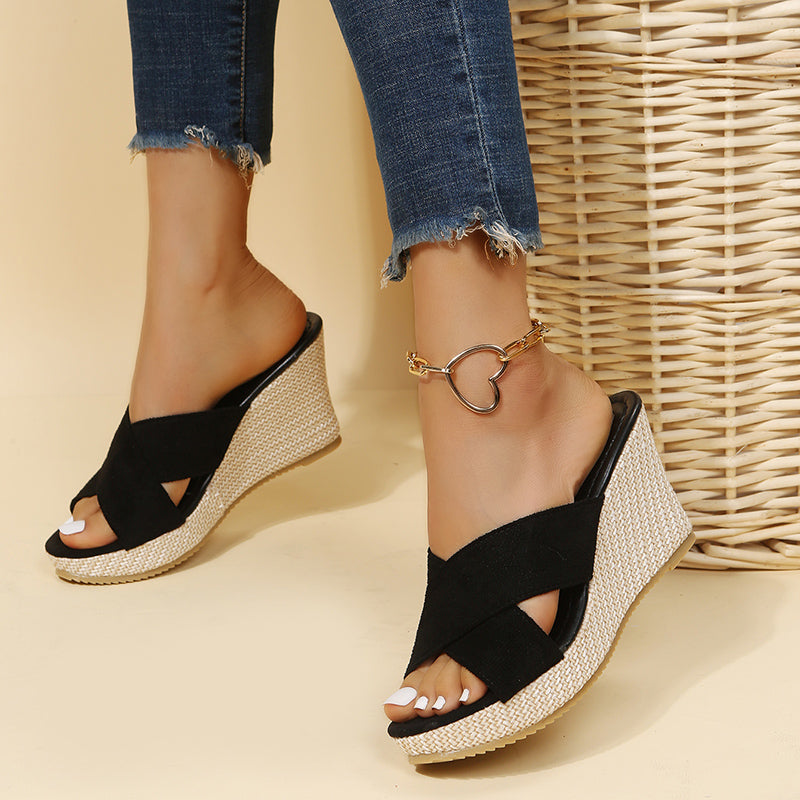 Cross Strap Wedge Sandals product view 3 - Puuky
