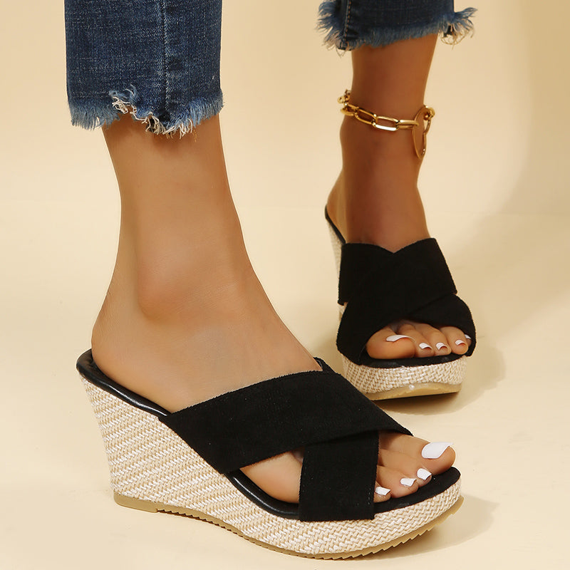 Cross Strap Wedge Sandals product view 4 - Puuky