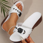Buckle Strap Wedge Slide Sandals product view 2 - Puuky