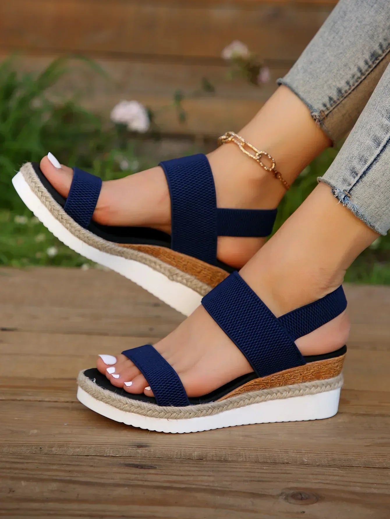 Elastic Strap Platform Wedge Sandals product view 8 - Puuky
