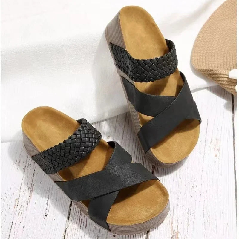 Caitlin | Women’s Casual Woven Sandals with Cross Straps product view 4 - Puuky