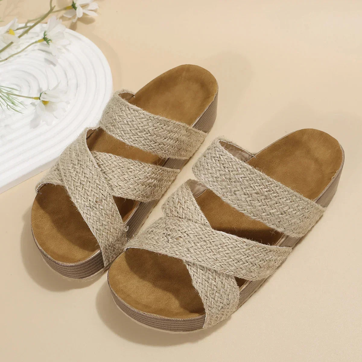 Caitlin | Women’s Casual Woven Sandals with Cross Straps product view 2 - Puuky