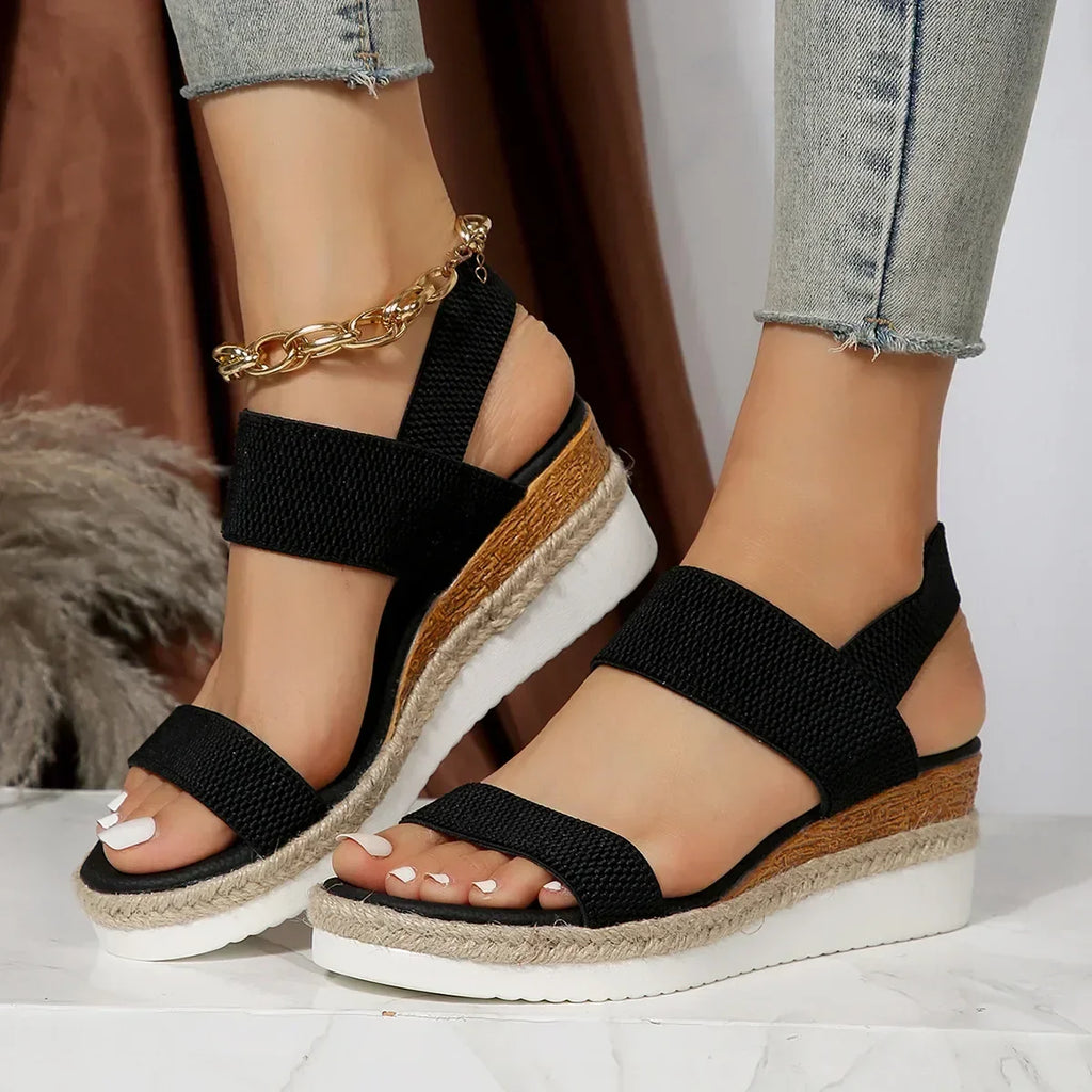 Elastic Strap Platform Wedge Sandals product view 3 - Puuky