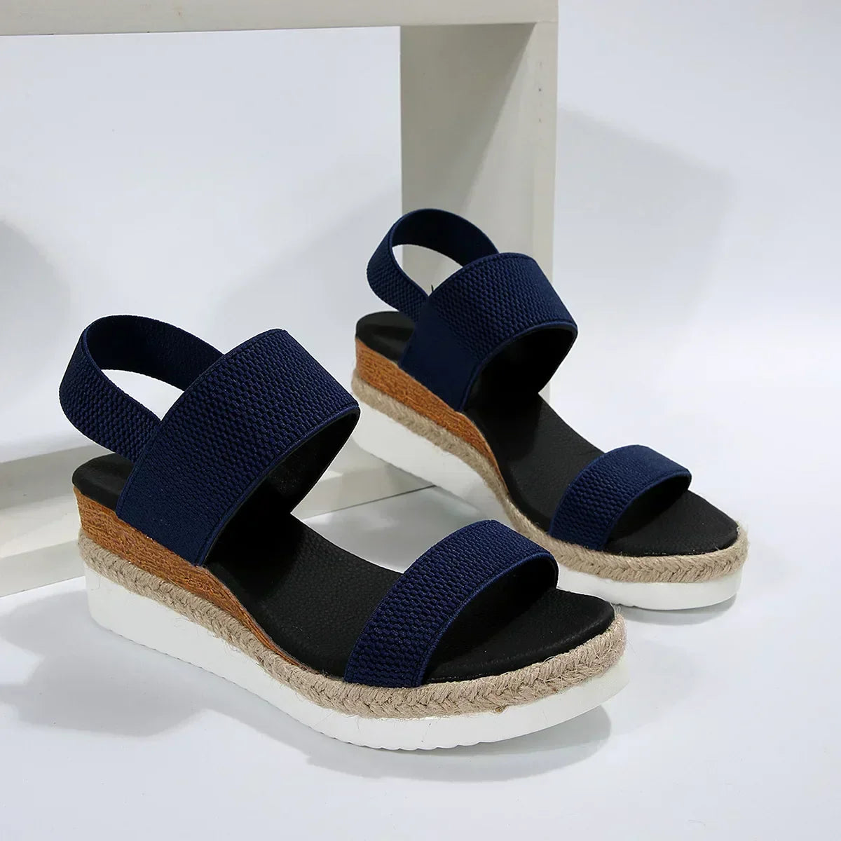 Elastic Strap Platform Wedge Sandals product view 4 - Puuky