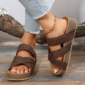 Brown Caitlin | Women’s Casual Woven Sandals with Cross Straps product view 1 - Puuky